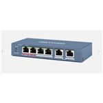 HIKVIS - SWITCH 4P LAN 10/100M RJ45 PoE + 2P 10/100M RJ45 HIKVISION DS-3E0106HP-E Unmanaged - 802.3af/at/bt - Metallico Fino:30/04(DS-3E0106HP-E)
