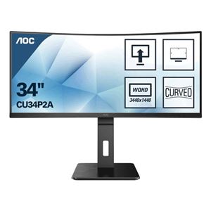 AOC - MONITOR AOC LCD CURVED VA LED 34" WIDE CU34P2A 4ms MM WQHD 3000:1 BLACK 2xHDMI DP Vesa  Fino:29/08(CU34P2A)