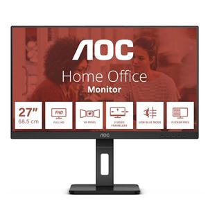 AOC - MONITOR AOC LCD IPS LED 27" WIDE FRAMELESS 27E3QAF 4ms MM FHD 1000:1 BLACK REG.ALT. Pivot VGA HDMI DP HUB USB Vesa Fino:29/08(27E3QAF)