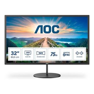 AOC - MONITOR AOC LCD IPS LED 32" WIDE Q32V4 4ms MM QHD 1200:1 BLACK VGA HDMI DP Vesa Fino:31/10(Q32V4)