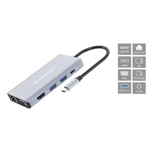 CONCEPTRONIC - DOCKING STATION 10in1 CONCEPTRONIC DONN20G USB 3.2 - HDMI, VGA, USB-A 3.0x3,SD,TF/MicroSD,Audio GbE LAN -USB PD da 10 Fino:30/04(DONN20G)