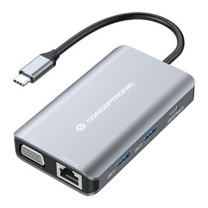 CONCEPTRONIC - DOCKING STATION 7in1 CONCEPTRONIC DONN21G USB 3.2 - HDMI, VGA, USB-A 3.0x3,SD,TF/MicroSD,Audio GbE LAN -USB PD da 100 W(DONN21G)