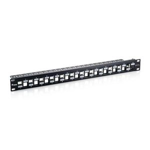 EQUIP - PATCH PANEL 24-PORTE KEYSTONE CAT.6A EQUIP 769324 schermato  1U 19" - Nero(769324)