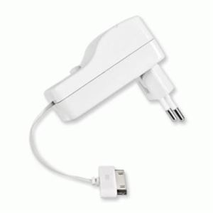 RETRAK - CARICABATTERIE Apple30pin da CASA RETRAK EUIPADWALLW cavo 80cm Retrattile Bianco Out:2,1A 0816983010253(EUIPADWALLW)