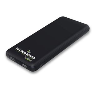 TECNOWARE - POWERBANK 10.000MAH NERO IN: MICROUSB+TYPE-C - OUT: 2xUSB+CAVO USB->MICROUSB/TYPE-C/LIGHTNING + CUSTODIA(FPB17607)
