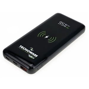 TECNOWARE - POWERBANK 10.000MAH NERO IN: MICROUSB+TYPE-C - OUT: WIRELESS+USB+CAVO USB->MICROUSB/TYPE-C/LIGHTNING + CUSTODIA(FPB17608)