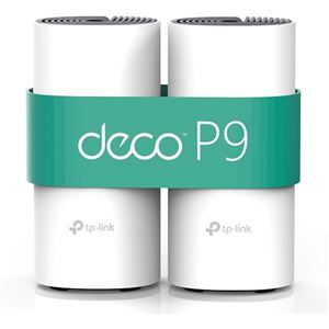 TP-LINK - Wireless ROUTER AC1200 Home Hybrid Mesh TP-LINK DECO P9(2-pack) con powerline AV1000 2P Gigabit 1P USB 2 ant.int.- MU-MIMO(Deco P9(2-pack))