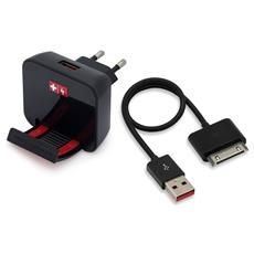 SWISS CHARGER - CARICATORE IPAD IPHONE DA VIAGGIO SWISS CHARGER SCH20011 Cavo 1A + USB a 30 PIN (ECO verde) 4897022972585(82.0113)