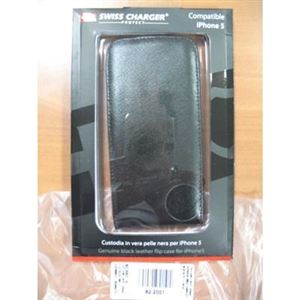 SWISS CHARGER - CUSTODIA X APPLE IPhone 5 SCP10038 SWISS CHARGER IN VERA PELLE NERA(SCP10038)