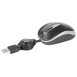 MEDIACOM - MOUSE MINI BX40 OTTICO CAVO USB RETRATTILE BLACK(M-MEB40)