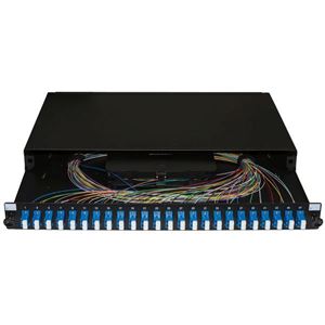 LINK - PANNELLO FIBRA OTTICA 19"  LINK LK24LCSP CON 24 ADATTATORI LC DUPLEX SINGLEMODE - prof.250mm - Nero(LK24LCSP)